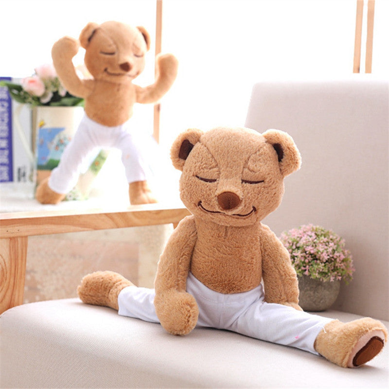 40Cm Creative Yoga Bear Plush Toy Stuffed Cute Yoga Bear Doll Soft Comfort Baby Toys Christmas Gift for Kids Children Girlfriend