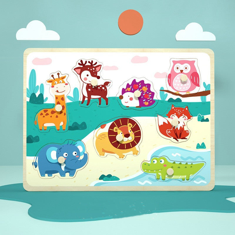 3D Puzzles Cartoon Animals Montessori Wooden Puzzles Hand Grab Boards Tangram Jigsaw Educational Toy